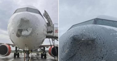 عاصفة تُدمّر مقدمة طائرة "إيرباص A320" وتُجبرها على العودة فى بولندا.. صور