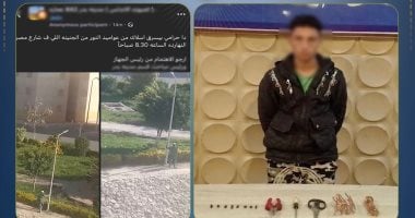 فيديو لص الأعمدة فى قبضة الأمن