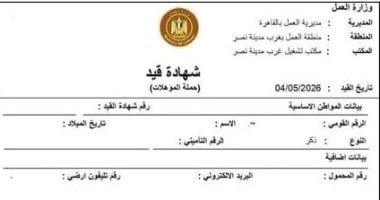 استخراج كعب العمل إلكترونيا.. تعرف على أهمية شهادة القيد لشغل الوظائف
