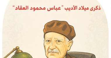 ذكرى ميلاد الأديب الكبير الراحل عباس العقاد فى كاريكاتير اليوم السابع