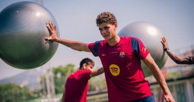 حمزة عبد الكريم في مران برشلونة 