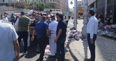 حملة مكبرة فى ميدان المنشية والجندى المجهول لرفع الإشغالات بالإسكندرية
