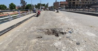 انهيار جزئى فى كوبرى شنودة بطنطا وكردون أمنى لبدء أعمال الإصلاحات