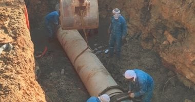 مياه القناة تكثف جهودها لإصلاح كسر خط طرد محطة رفع الجبلايات بالسويس