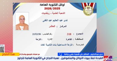 طايرة من الفرحة.. ندى عبد الحليم العاشرة على علمي رياضة: عائلتى أكبر داعم
