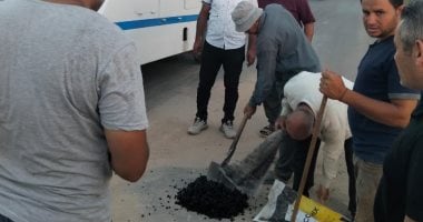 إصلاح فتحة أعلي كوبري بردين في الشرقية