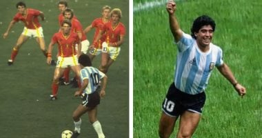 مارادونا أمام بلجيكا في مونديال 82