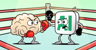 مصارعة العقل مع AI فى كاريكاتير اليوم السابع