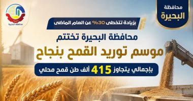 اختتام موسم توريد القمح بالبحيرة بإجمالى 415 ألف طن