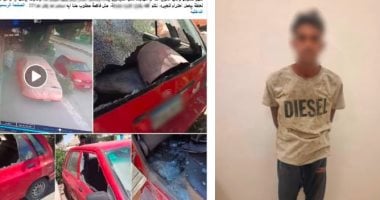 ضبط شخص كسر سيارة سيدة بعصا خشبية في السويس