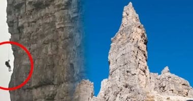 تعلق فى الفراغ 12 ساعة.. إنقاذ متسلق على ارتفاع 2000 متر بإيطاليا .. فيديو