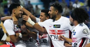 فرحة لاعبى فريق الكرة بنادي الزمالك
