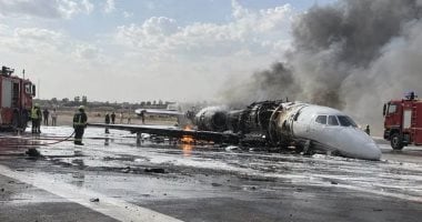 الطائرة المحترقة في مطار مصراتة الدولي