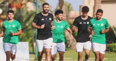 لاعبو المصري من التدريبات 