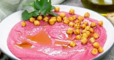 طريقة عمل مسبحة الحمص الوردى بالبنجر فى 5 دقائق