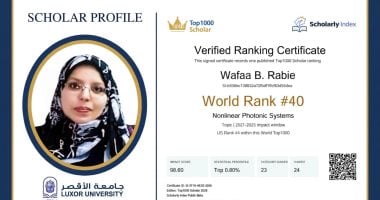 جامعة الأقصر تهنئ الدكتورة وفاء بسيوني لانضمامها لقائمة أفضل 1000 باحث بالعالم