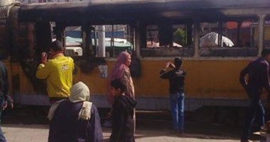 عودة سير حركة الترام بعد رفع العربة المحترقة بمنطقة الورديان غرب الإسكندرية