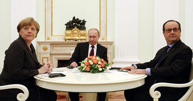 بوتين وميركل وهولاند يفشلون فى الاتفاق بشأن حل الأزمة بأوكرانيا