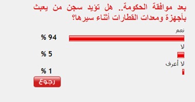 94%من القراء يؤيدون حبس العابثين بأجهزة ومعدات القطارات أثناء السير