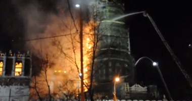 بالفيديو..اندلاع حريق هائل فى دير "نوفوديفيتشى" قرب القصر الرئاسى بروسيا