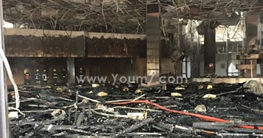ننشر أولى صور حريق قاعة المؤتمرات بمدينة نصر من الداخل