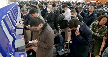 بالصور.. تكدس آلاف الركاب بمطارات اليابان بسبب عطل فنى بنظام الحاسب الآلى