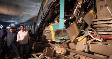 بالفيديو.. انفراد.. أول لقطات لآثار حادث تصادم قطار مترو العباسية