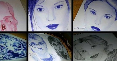 "صحافة المواطن": بالصور.. طالبة تشارك بلوحات تظهر موهبتها فى الرسم بالفحم