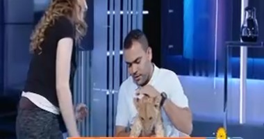 بالفيديو.. خالد عليش يحمل أسدا على الهواء ببرنامج "نهار جديد"