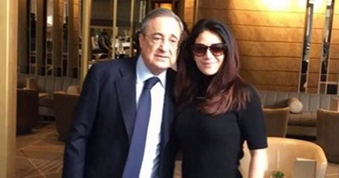 ديانا حداد برفقة رئيس ريال مدريد على هامش الكلاسيكو الأسبانى