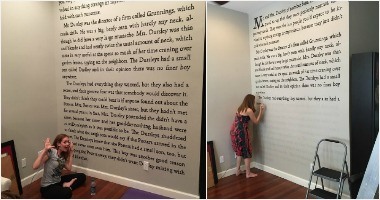 مهووسة بـ"هارى بوتر" كتبت الصفحة الأولى من السلسلة على جدار كامل ببيتها