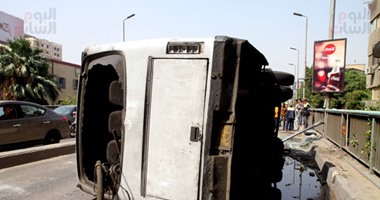 اصابة 9 أشخاص فى حادث انقلاب أتوبيس بمنطقة أوسيم  