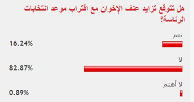 82.87% من القراء يتوقعون عدم تزايد عنف الإخوان مع اقتراب "الرئاسة" 