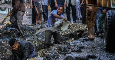 بالفيديو والصور.. شاهد عيان: أعمال حفر تسببت فى كسر ماسورة الغاز بعين شمس