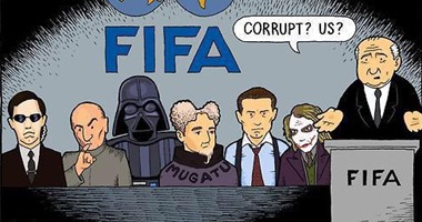 كاريكاتير.. بلاتر ينفى تهمة الفساد عن وحوش الفيفا