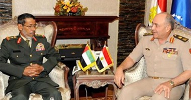 المتحدث العسكرى ينشر صورة لقاء رئيس أركان حرب القوات المسلحة بنظيره الإماراتى
