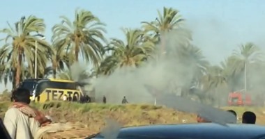 "واتس آب اليوم السابع": أول فيديوهات حريق الأتوبيس السياحى بقنا