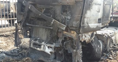 أول صور لحادث مصرع أمين ومجند شرطة فى حريق 3 سيارات بجوار كمين بقليوب