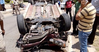إصابة شخصين فى حادث إنقلاب سيارة ببنى سويف