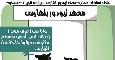 كاريكاتير اليوم السابع.. "مسخرة" قطط معهد تيودور بلهارس خلال زيارة محلب
