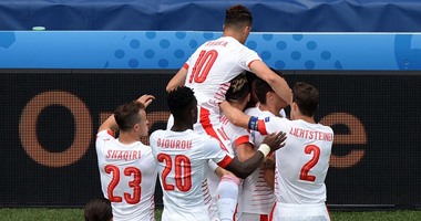 يورو 2016..بالفيديو..هدف وطرد فى شوط مثير بين سويسرا وألبانيا
