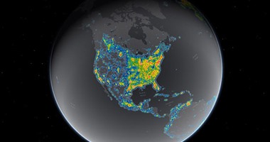 خريطة صادمة تكشف حجم التلوث الضوئى فى جميع أنحاء العالم
