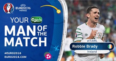 يورو 2016.. روبى برادى أفضل لاعب فى مباراة إيطاليا وأيرلندا