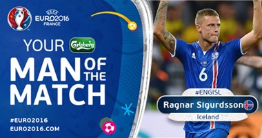 يورو 2016.. راجنار سيجورسون أفضل لاعب فى مباراة أيسلندا وإنجلترا