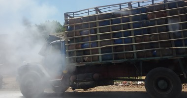 السيطرة على حريق شب فى سيارة نقل محملة ببوتاجاز فى بنى سويف
