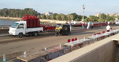 بالصور.. الاستعدادات النهائية لأكبر إفطار جماعى على ضفاف النيل بكفر الشيخ