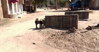 بالصور.. كتلة خرسانية تعيق حركة السيارات بمنطقة المهاجرين قبلى بأسوان