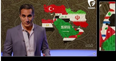 هاشتاج غاضب ضد باسم يوسف بعد نشره خريطة إسرائيل: فلسطين ستبقى رغم الحاقدين