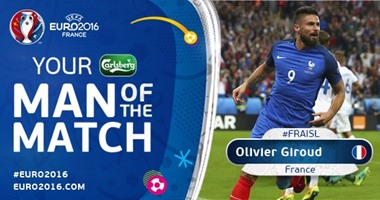 يورو 2016.. ثنائية جيرو تمنحه جائزة أفضل لاعب فى مباراة فرنسا وأيسلندا