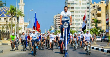 صيد بورسعيد ينظم ماراثون دراجات إحتفالا بقناة السويس الجديدة